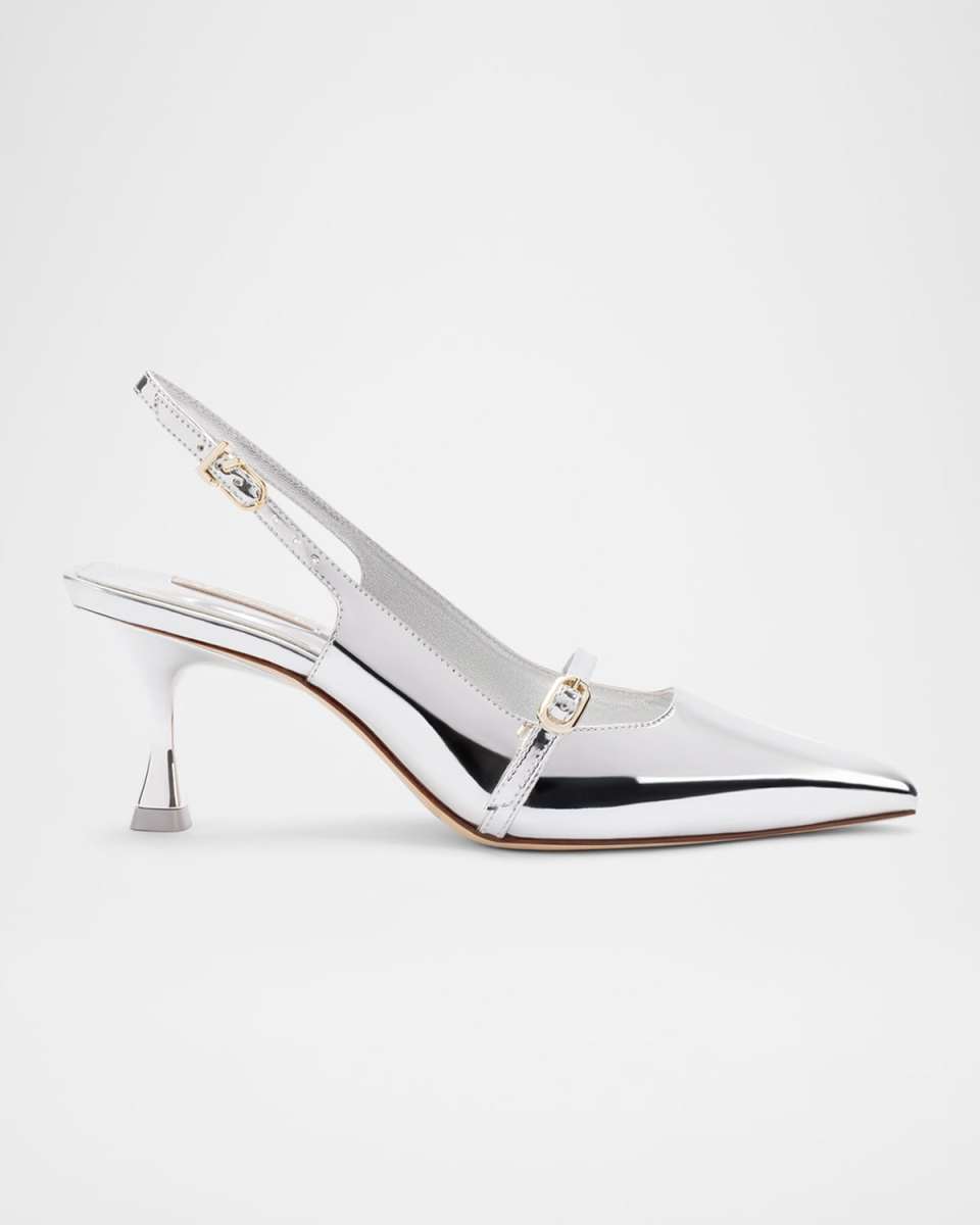 Ines Metallic Buckle Slingback Pumps